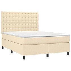 Avis Sommier à lattes,Cadre à lattes de lit et matelas et LED pour Adulte Crème 140x200cm Tissu -MN24041