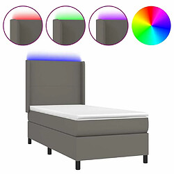 Sommier à lattes et matelas LED,Cadre à lattes de lit pour Adulte Gris 80x200 cm Similicuir -MN76894