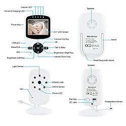 Wewoo Babyphone vidéo Babycam blanc 2,4 pouces LCD 2.4GHz surveillance sans fil caméra bébé moniteur avec 8-IR LED Night Vision, Talk bidirectionnel pas cher