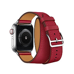 Wewoo Pour Apple Watch Bracelet en cuir à double boucle universelle cuirgénération 42mm rouge