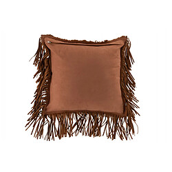 Dansmamaison Coussin Franges Carre Cuir Cognac