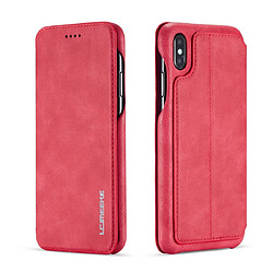 Wewoo Coque Pour iPhone XS Max Hon Série Antique Etui en cuir avec fentes cartes & support & portefeuille rouge