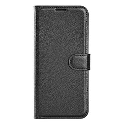 Etui en PU texture litchi, fermeture magnétique avec support, noir pour votre Realme 9i