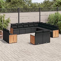 Maison Chic Salon de jardin avec coussins 13 pcs | Ensemble de Table et chaises | Mobilier d'Extérieur noir résine tressée -GKD82602