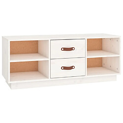 Maison Chic Meuble TV scandinave - Banc TV pour salon Blanc 100x34x40 cm Bois de pin massif -MN49505