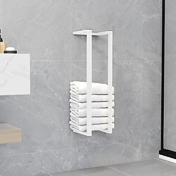 Maison Chic Porte-serviette mural,Étagère pour serviettes,Barre porte-serviett pour salle de bain Blanc 12,5x12,5x60 cm Acier -GKD14825