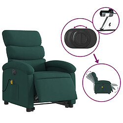 Acheter vidaXL Fauteuil inclinable de massage électrique Vert foncé Tissu