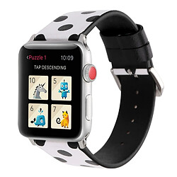 Acheter Wewoo Bande de montre-bracelet en cuir véritable motif à pois pour Apple Watch série 3 & 2 & 1 38mm blanc + noir