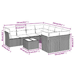 Avis Maison Chic Salon de jardin avec coussins 9 pcs | Ensemble de Table et chaises | Mobilier d'Extérieur beige résine tressée -GKD56914