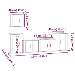 Maison Chic Ensemble de meubles TV 5 pcs pour salon - Noir Bois d'ingénierie -MN56337 pas cher