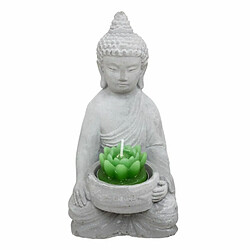 Statue Photophore avec Bougie Bouddha 15cm Gris