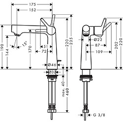 Mitigeur de lavabo HANSGROHE Talis S 140, avec tirette et vidage chromé - 72113000