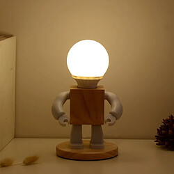 Acheter Universal Lampe de table robot mignonne Lampe de table en bois blanc nordique moderne LED Enfants Petite fille Garçon Enfants Chambre à coucher Chevet Mini Nightlight |