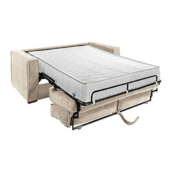 Vente-Unique Canapé 3 places convertible express en velours côtelé beige - Couchage à lattes larges 140 cm - Matelas 22 cm LORETO pas cher