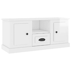 Maison Chic Meuble TV scandinave - Banc TV pour salon blanc brillant 100x35,5x45 cm bois d'ingénierie -MN12291