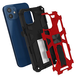 Avizar Coque iPhone 12 Mini Antichoc Coins Bumper Béquille Magnétique Métallisé rouge