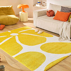 Avis Jardindeco Tapis intérieur à poils longs Swing 385 jaune 160 x 230 cm.