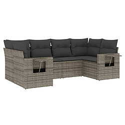 Maison Chic Salon de jardin 6 pcs avec coussins | Ensemble de Table et chaises | Mobilier d'Extérieur gris résine tressée -GKD45253