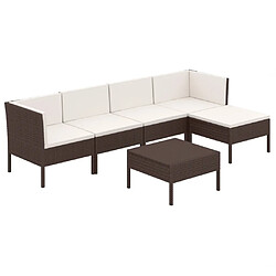 Maison Chic Salon de jardin 6 pcs + coussins - Mobilier/Meubles de jardin - Table et chaises d'extérieur Résine tressée Marron -MN45616