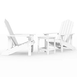 Maison Chic Chaises de jardin,Fauteuil/Chaise d'extérieur Adirondack avec table PEHD Blanc -MN86983