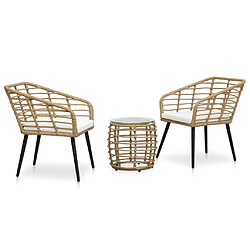 Maison Chic Table de bistro et chaises d'extérieur 3 pcs,Ensemble de bistro de jardin pour relax Résine tressée Chêne -GKD129408