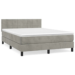 Maison Chic Lit Adulte - Lit simple Lit à sommier tapissier et matelas moelleux - Meuble de Chambre - Gris clair 140x200cm Velours -MN96233