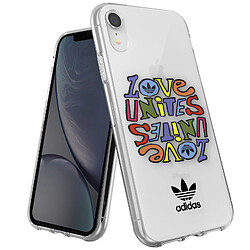 Adidas Coque Silicone pour iPhone XR Imprimé Love Unites Bords Surélevés Transparent