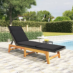 Maison Chic Chaise longue avec coussin | Bain de soleil Relax | Transat Résine tressée/bois massif d'acacia -GKD54477