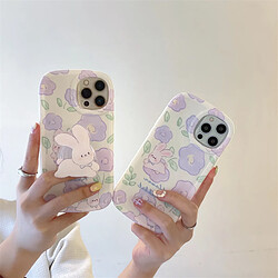 GUPBOO Étui pour iPhone11 Support de boîtier de téléphone portable littéraire petit lapin fleur violet frais