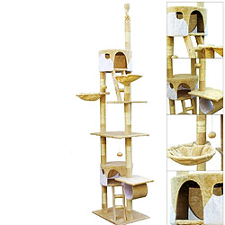 Helloshop26 Arbre à chat plafond corde en sisal griffoir grattoir XXL escalade beige et blanc 16_0000015