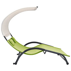 Avis Helloshop26 Transat chaise longue bain de soleil lit de jardin terrasse meuble d'extérieur double avec auvent textilène vert 02_0012726