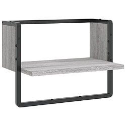 vidaXL Étagère murale avec barre sonoma gris 40x25x30 cm