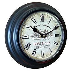 L'Héritier Du Temps Horloge Murale en Fer Noir avec Vitre en Plexiglass Pendule de Cuisine Chateau Delafont Bordeaux 4x21x21cm