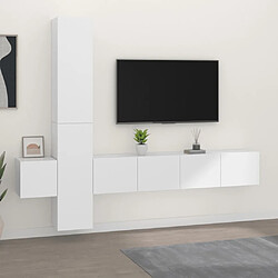 Maison Chic Ensemble de meubles TV 5 pcs | Banc TV Moderne pour salon | Meuble de Rangement - Blanc Bois d'ingénierie -MN85773