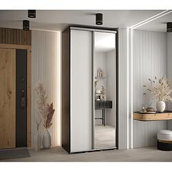 Abiks Meble Armoire DAVOS 3 À Portes Coulissantes 205,2/110/60 3 Portes (Noir/Blanc/Argent)