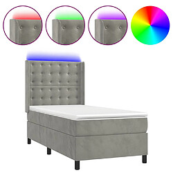 vidaXL Sommier à lattes de lit matelas LED Gris clair 80x200cm Velours