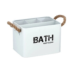 WENKO Boîte de rangement compartimentée salle de bain Gara - L. 19 x H. 12 cm - Blanc