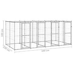 vidaXL Chenil extérieur Acier galvanisé avec toit 9,68 m² pas cher