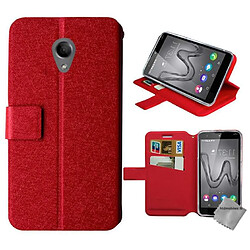 Htdmobiles Housse etui portefeuille pour Wiko Robby + film ecran - ROUGE