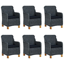 Maison Chic Mobilier à dîner 7 pcs et coussins- Ensemble table et chaises d'extérieur - Salon/Mobilier de jardin classique Résine tressée Gris foncé -MN42297