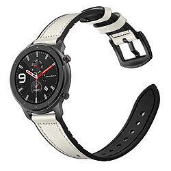 Bracelet en cuir véritable blanc pour votre Huami Amazfit GTR 47mm