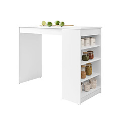 Bestmobilier Drazic - table de bar avec rangements - blanc - de 2 à 4 personnes