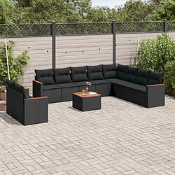 Maison Chic Salon de jardin 11 pcs avec coussins, Ensemble Tables et chaises d'extérieur noir résine tressée -GKD192794