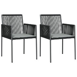 Maison Chic Lot de 2 Chaises de jardin,Fauteuil d'extérieur et coussins noir 54x60,5x83,5 cm -MN29342