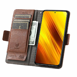 Etui en PU + TPU CASENEO avec support pliable, marron foncé pour votre Xiaomi Poco X3/Poco X3 Pro/Poco X3 NFC