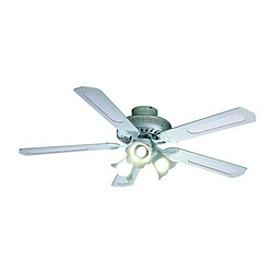 FARELEK - BALEARES O 132 cm - Ventilateur de plafond reversible, 5 pales blanches / cannees blanches + eclairage