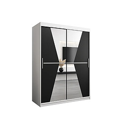 Abiks Meble Armoire Maroko à portes coulissantes 200/150/62 2 portes (blanc/noir)