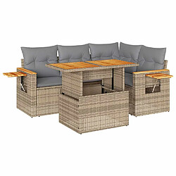 vidaXL Salon de jardin avec coussins 4 pcs beige résine tressée acacia