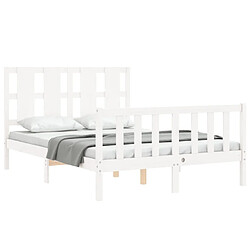 Acheter Maison Chic Cadre/structure de lit avec tête de lit pour adulte - Lit Moderne Chambre blanc 120x200 cm bois massif -MN72566