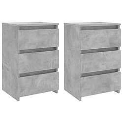 vidaXL Tables de chevet 2 pcs Gris béton 40x35x62,5 cm Aggloméré